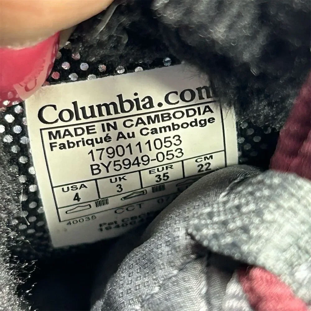 Columbia Kids Minx Mid III Waterproof Lace Up Boots Gray Size 4 Winter Hiking